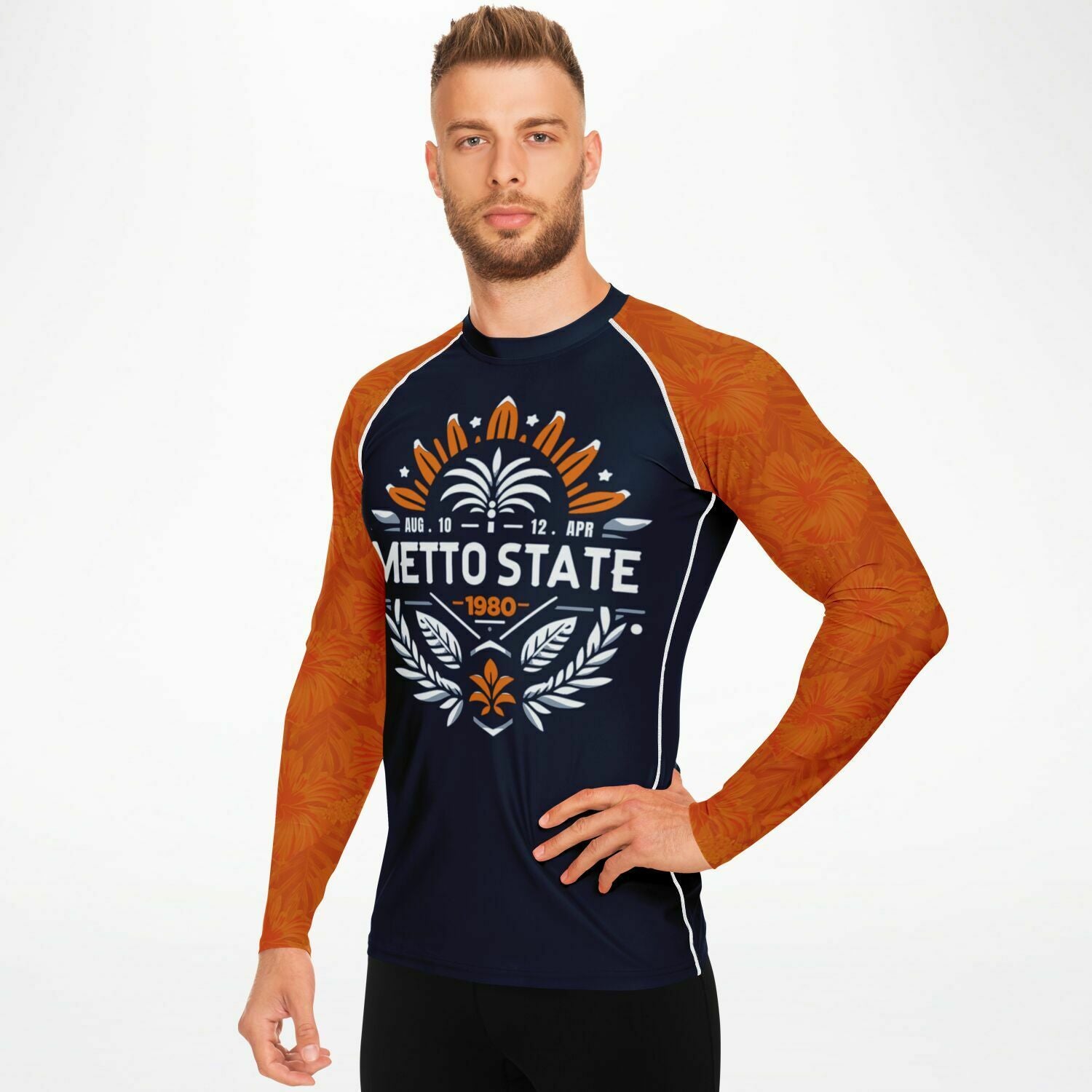 ORANGE TROPIC RASH GUARD