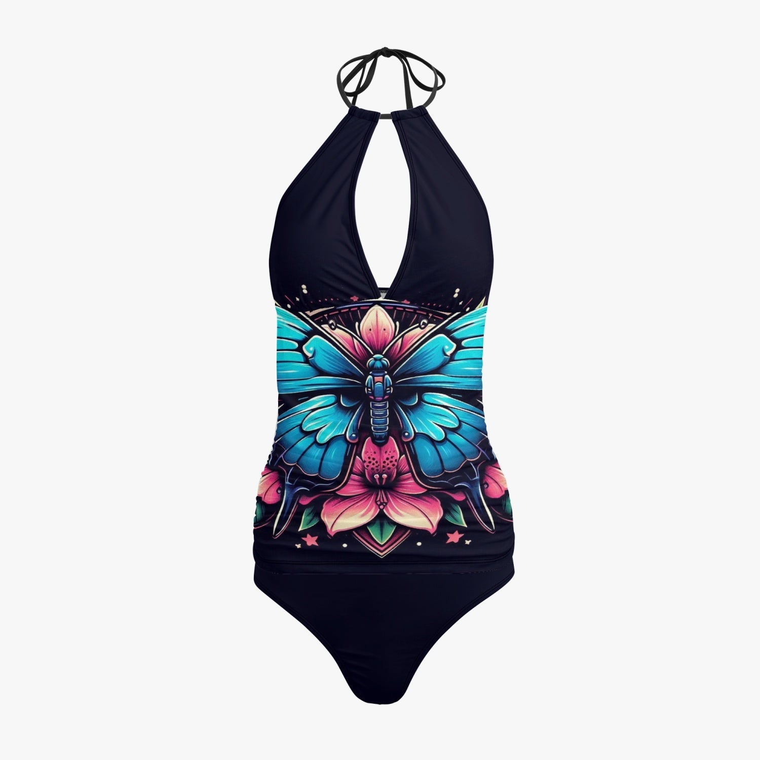 1033. Halter Top Two-Piece Tankini Swimsuit