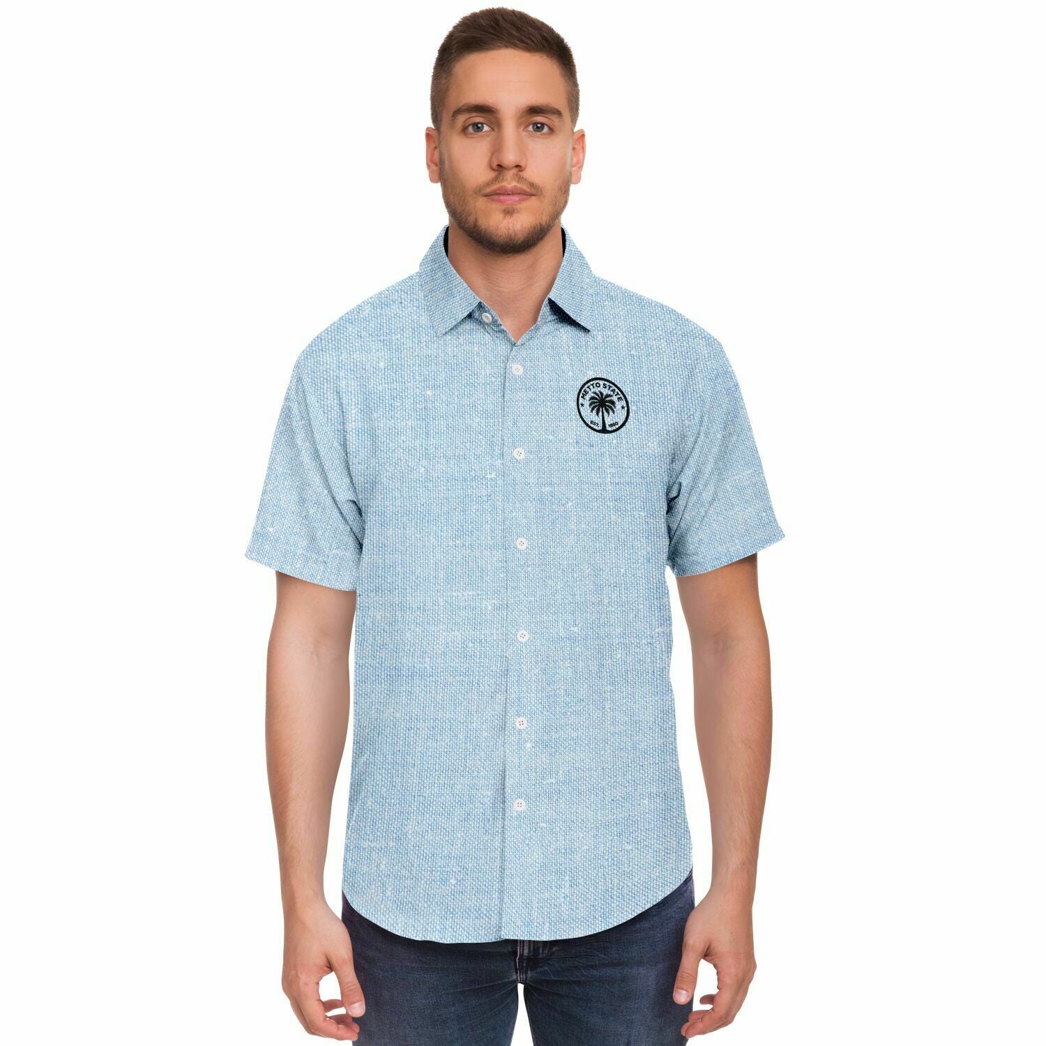 Short Sleeve Button Down Shirt - AOP